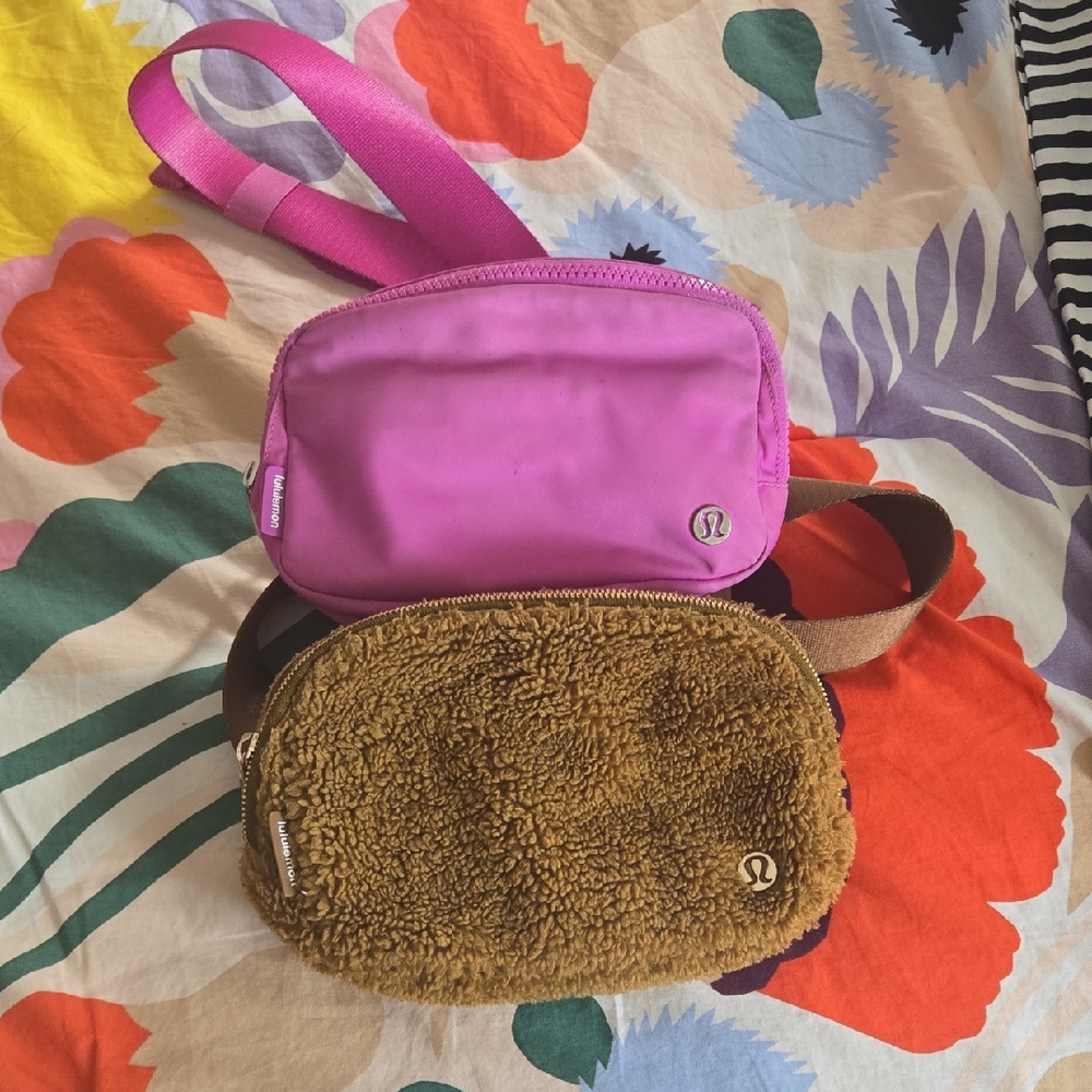 Set of 2 Lululemon Pink & Brown Belt Bags